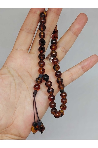Kehribar Taşı Koyu Renk Tesbih 33'lük 8mm 23470 Çok Renkli