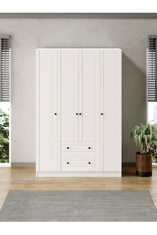 Kuzeylife Elegante Modern Tasarımlı Membran Kapaklı 4 Kapılı Gardırop (52 cm Derinlik)