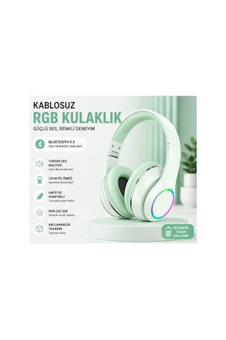 P101 Bluetooth Kulaklık 5.3 Wireless Headphone Şarjlı Kulaküstü Kulaklık Rgb Led Işıklı Fm Radyo Sd Kart Aux Girişli Mikrofonlu Type C Şarj