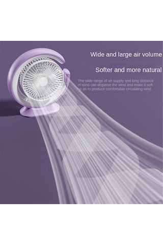 Soulader Mini Masaüstü Fanlı Led Işık - 2400mah Bataryalı, 3 Kademeli Ayarlanabilir Hız, Şarj Edilebilir Taşınabilir Kişisel Soğutucu