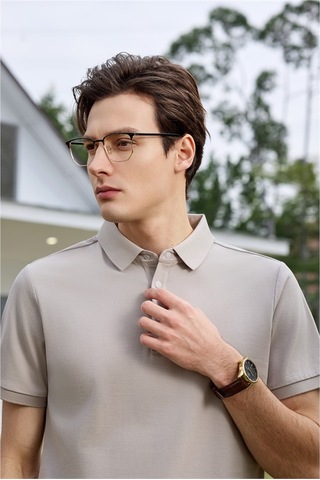 New Performance Premium Polo T-shirt 100% Pamuk Merserize Kayısı Gri