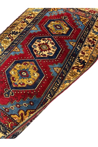 El Dokuma Eski Yahyalı Halısı 106x180 Kök Boya %100 Yün Halı Kırmızı