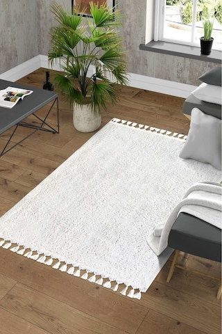 Comfort Peluş Puffy Lux Antrasit Beyaz