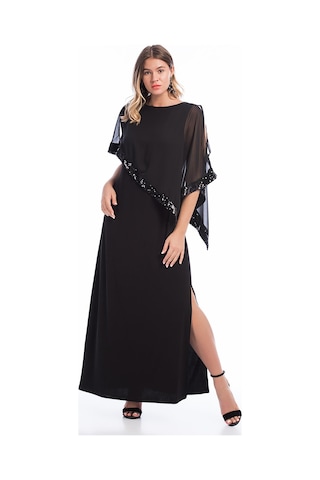 Şans Kadın Bordo Payet İşli Abiye Elbise 65n14379-siyah Siyah