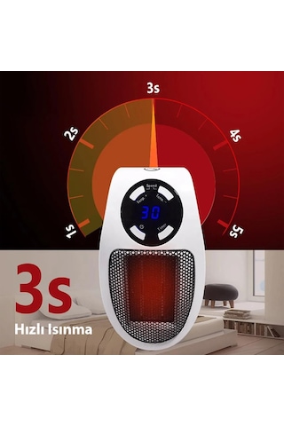 Powermaster Pm-20327 500watt Priz Tipi Uzaktan Kumandalı Taşınabilir Isıtıcı Zamanlayıcı - Otomatik Kapanma