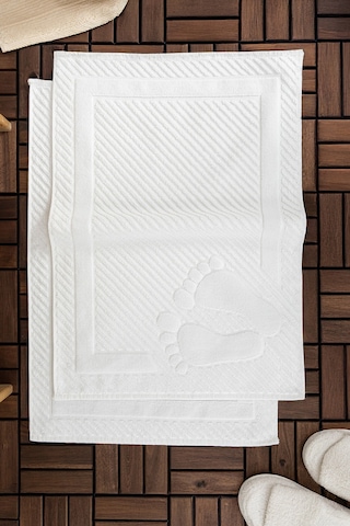 Leoline %100 Pamuk Premium 2'li Ayak Havlusu - Beyaz Beyaz