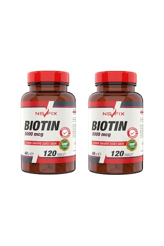 Nevfix Biotin 5000 Mcg 120 Tablet X 2 Kutu 240 Tablet
