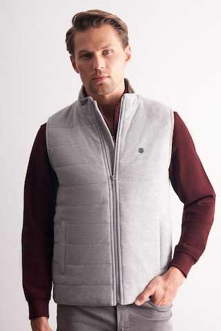 İmza Gri Dik Yaka Fermuarlı Casual Slim Fit Kapitone Yelek 1009255103 Gri