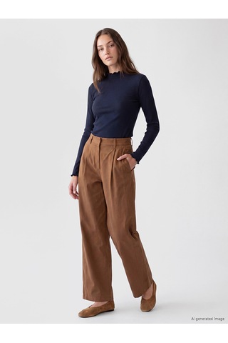 Lcw Modest Lacivert Dik Yaka Kadın Fitilli Body