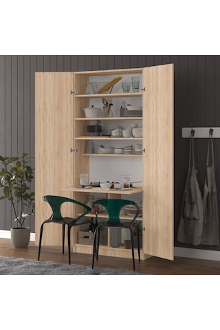 Asra Trend Modern Dolaplı Çalışma Masası MD001 %100 MDF Katlanır Raflı Ofis Yemek Masası