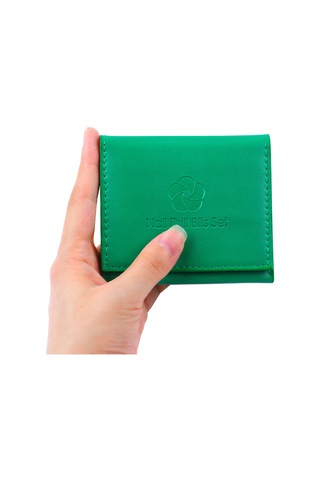 Tırnak Matkap Bitleri Tutucu 18 Bit Yuva Pu Tırnak Bitleri Depolama Çantası Tokası Kapanma Taşınabilir Manikür Pedikür Organizatör Çantası Green