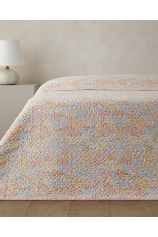 Fleur Multicolore Çift Kişilik Çok Amaçlı Örtü 200x220 Cm Yavruağzı