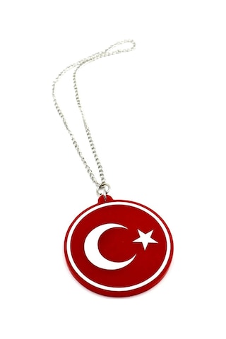 Araba Ayna Süsü Pleksi Çift Taraflı Türk Bayrağı Tasarım - Pleksi Çift Taraflı Türk Bayrağı Zincirli