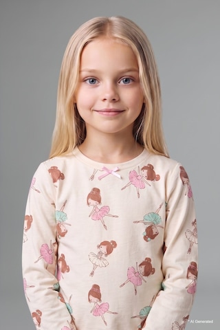 Defacto %100 Pamuk Basic Bisiklet Yaka Üst Ensek Bel Alt 2li Pijama Takımı Kız Bebek I1004a526auer233 Ekru-er233