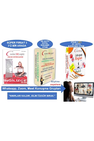 E - Gramer Kitabı + B1- E konuşma Rehberi - Online Eğitim + Konuşma Grubu