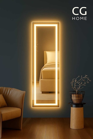 Biga Ledli Ayna, Dekoratif Ayna, Salon Aynası, Konsol Aynası 144x36 Cm 140 Günışığı