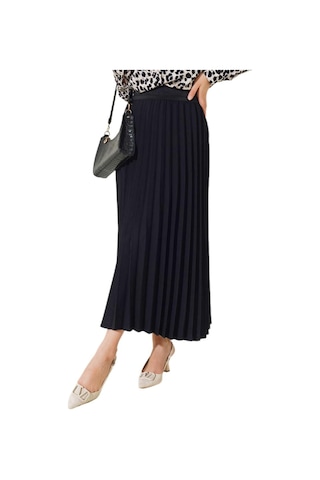 Kadın Krep Piliseli Lastikli Etek Bgl-st04349 Siyah