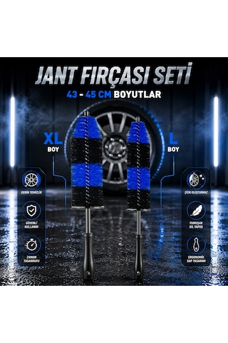 Sgcb Araç Jant Temizlik Fırçası Seti 2li Paket L+xl Boy Çizmez Esnek Oto Temizleme Detay Fırça