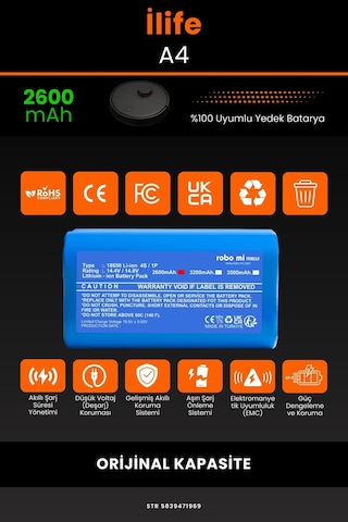 İlife A4 2600mAh Robot Süpürge Bataryası
