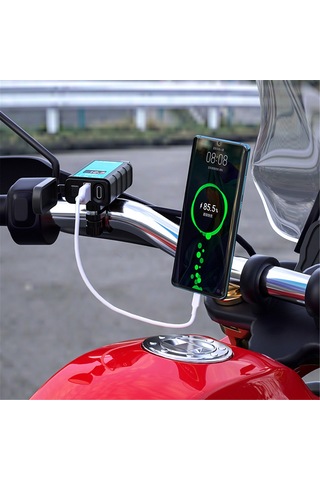 Reedark Motosiklet Usb Şarj Cihazı, Çift Qc3.0 Hızlı Şarj, Voltmetre, Ip66 Su Geçirmez, 12-24v, Arabalar/motosikletler İçin