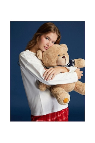 LC Waikiki Lcw Dream Kırmızı Bisiklet Yaka Baskılı Kadın Pijama Takımı Red Prınted