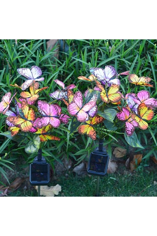 Singree 2 Adet Kelebek Şekilli Güneş Enerjili Bahçe Aydınlatma Lambası - Ip65 Su Geçirmez