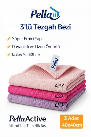 Mikrofiber Cam Bezi 3'lü Set 40x60cm - Ilaçsız Lekesiz Temizlik, Çizik Yapmaz, Yıkanabilir Mor-pembe