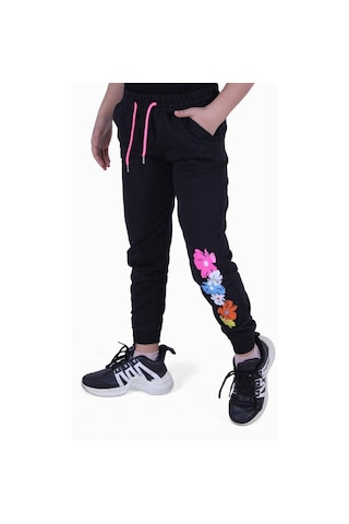 3'lü Karışık Paris Model Kız Çocuk Siyah-gri Eşofman Altı Siyah - Gri