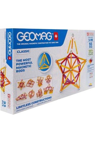 Geomag Manyetik Çubuklar Classic Seri Zeka Oyunu Manyetik Yapı Oyunu 93 Parça