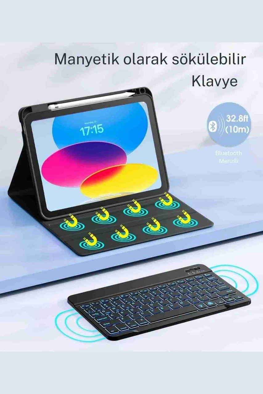Samsung Galaxy Tab S6 Lite P610/p615/p613/p619 Uyumlu Klavyeli Tablet Kılıfı Klavye + Stand