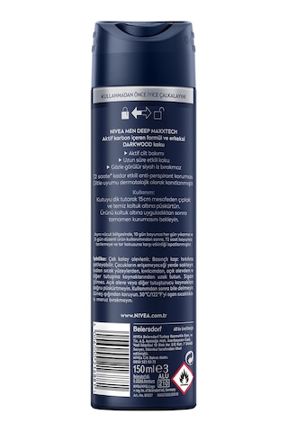 Nıvea Men Erkek Sprey Deodorant Deep Darkwood Aktif Karbon 150 Ml 8'li Avantaj Paketi Mıchu