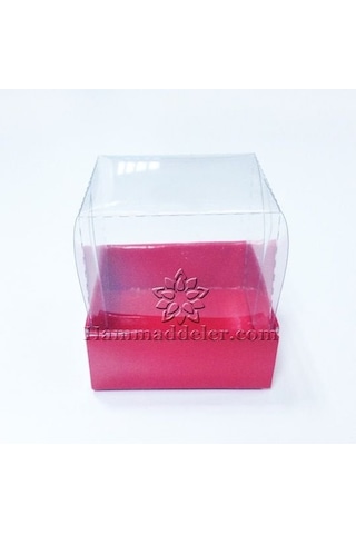 Kırmızı Asetat Kutu 5.5x5.5x2 Cm 10 Adet
