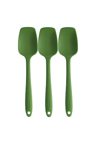 Silikon Kaşık Spatula Seti 6lı Yanmaz Yapışmaz Çizmez Yeşil 27cm