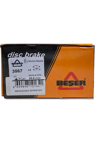 Beşer 3567 Ön Fren Balatası Mercedes Sprinter – Vito 308–312–314