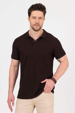 Nemonti Premium Penye Polo Yaka T-shırt Kahve