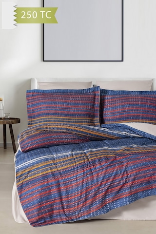 Varol 250 Tc Bambu Karışımlı Pamuk Saten Nevresim Takımı Family Size - Linear Çok Renkli