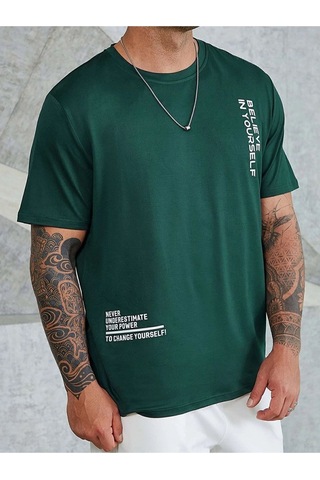 Altamira Erkek Believe Baskılı Oversize T-shirt 001