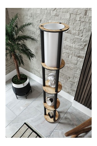 Ravilo Estantes Yuvarlak Dekoratif Raflı Lambader Meşe