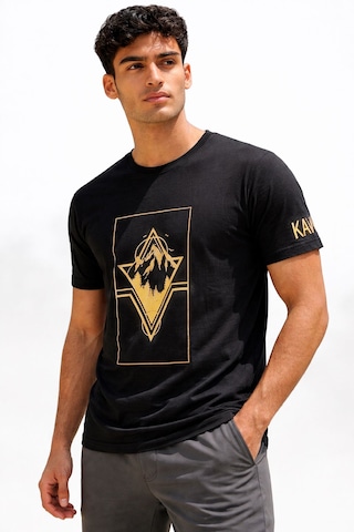 Zueofficial Erkek Siyah Regular Fit Günlük T-shirt Siyah-66544
