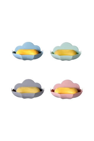 Bulut Şeklindeki Sabun Kutusu Drenajsız Duvara Monte Sevimli Sabun Rafı Mavi