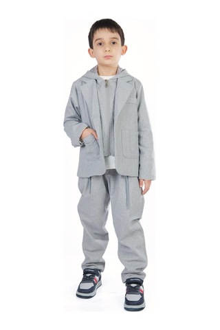 Xo Kids Erkek Çocuk 3lü Alt Üst Takım 6-9 Yaş 13216 Gri