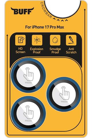 Buff Apple Uyumlu iPhone 17 Pro Max Metal Kamera Lens Koruyucu Blue Mavi