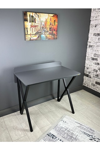 Hayal Antrasit Gri Çalışma Masası Bilgisayar Ofis Masası Metal Siyah Ayaklı 90 Cm Antrasit Gri - Siyah