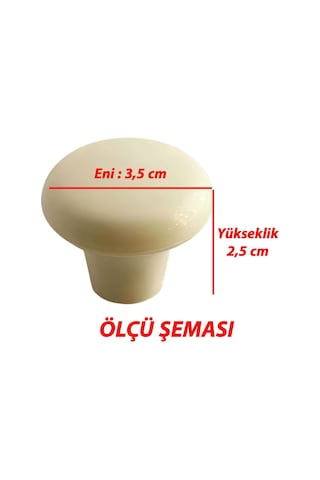 8 Adet Sert Plastik Mantar Düğme Kulp Krem Dolap Mobilya Mutfak Dolabı Çekmece Kapak Kulpu Kulbu