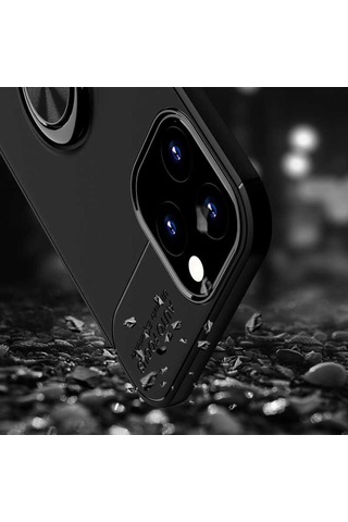 Apple Uyumlu iPhone 12 Pro Max Kılıf Yüzüklü Magnetli Ravel Case