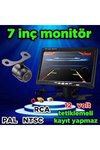 7'' Monitör + 1 Adet Kelebek Kamera Kayıt Yapmaz 12 Volt