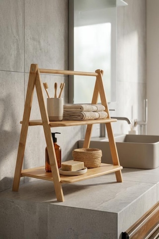 Digithome Bambu 2 Katlı Çok Amaçlı Standlı Organizer Mutfak Düzenleyici Kahverengi - G/2 C1-1-289 Kahverengi