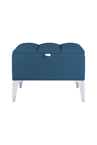 Vetra Mini Royal Mavi Kumaş Sandıklı Dekoratif Puf&bench-dilimli Model-gümüş Ayak-modern Puf