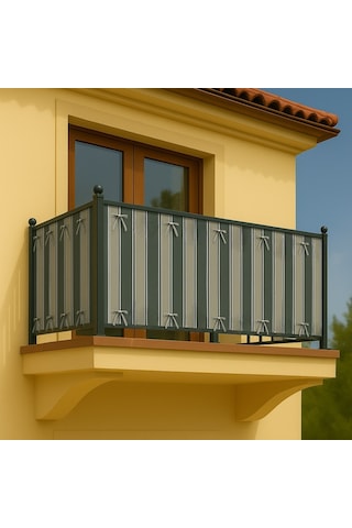 Gencer Home Balkon Demir Perdesi Bağcıklı Ölçü Seçenekli Gri-gri Gri