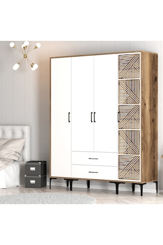 Variant Kumsal 4 Kapılı Stp Gardrop - Ceviz / Beyaz